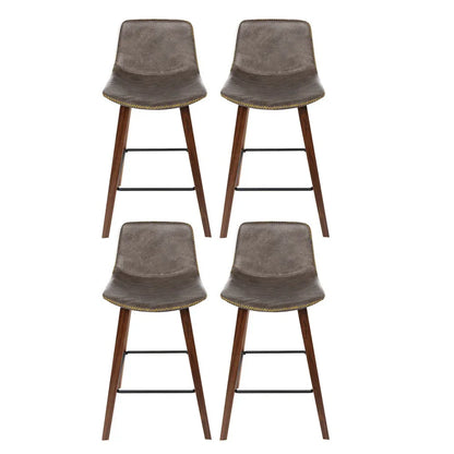 Artiss 4x Bar Stools Vintage Leather Wooden - Mekamart Australia