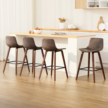Artiss 4x Bar Stools Vintage Leather Wooden - Mekamart Australia