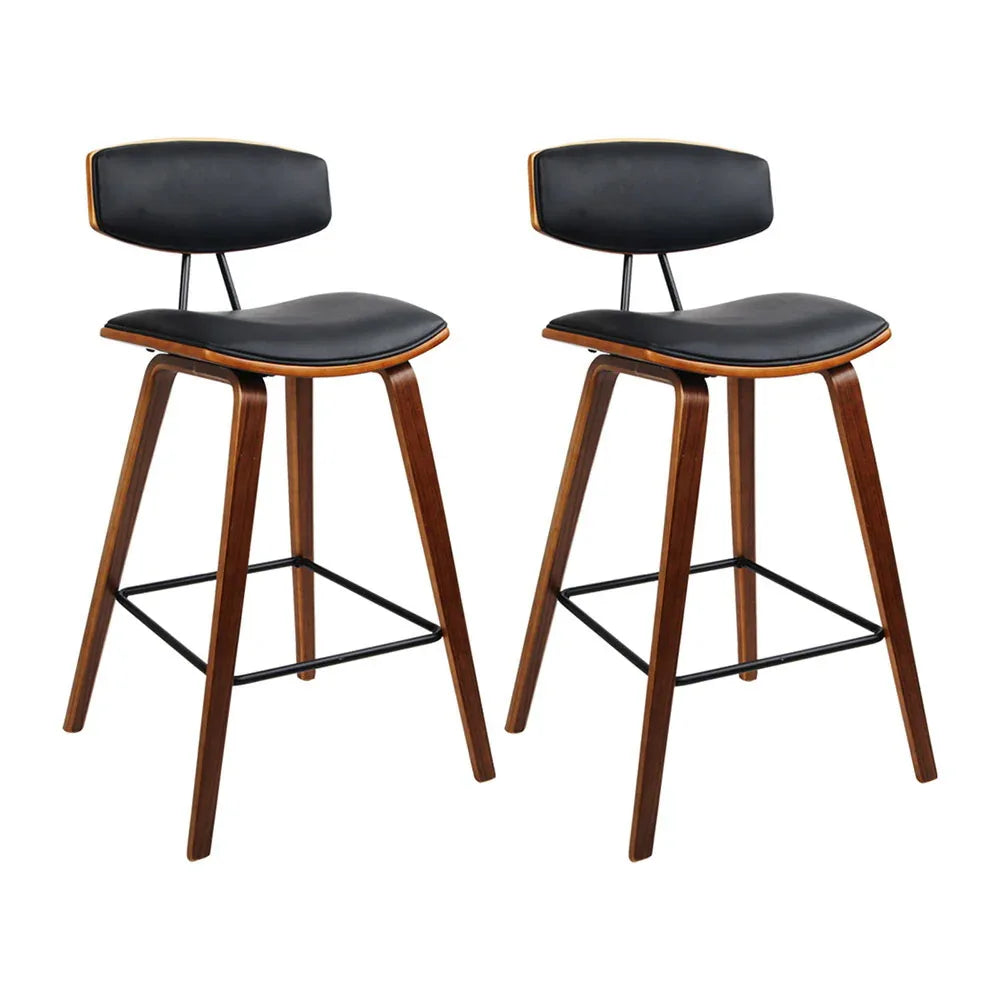 Artiss 2x Bar Stools Leather Padded w/Backrest - Mekamart Australia