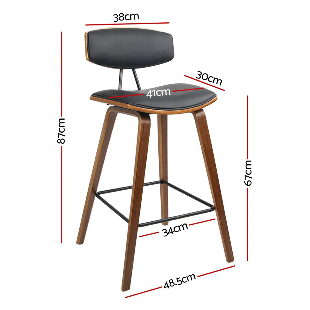 Artiss 2x Bar Stools Leather Padded w/Backrest - Mekamart Australia