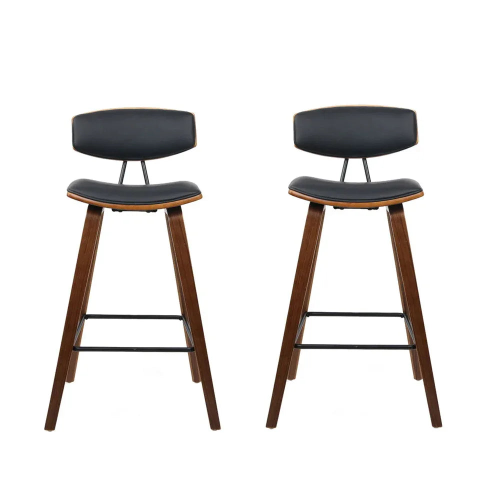 Artiss 2x Bar Stools Leather Padded w/Backrest - Mekamart Australia