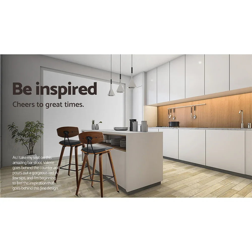 Artiss 2x Bar Stools Leather Padded w/Backrest - Mekamart Australia