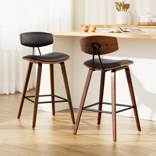 Artiss 2x Bar Stools Leather Padded w/Backrest - Mekamart Australia
