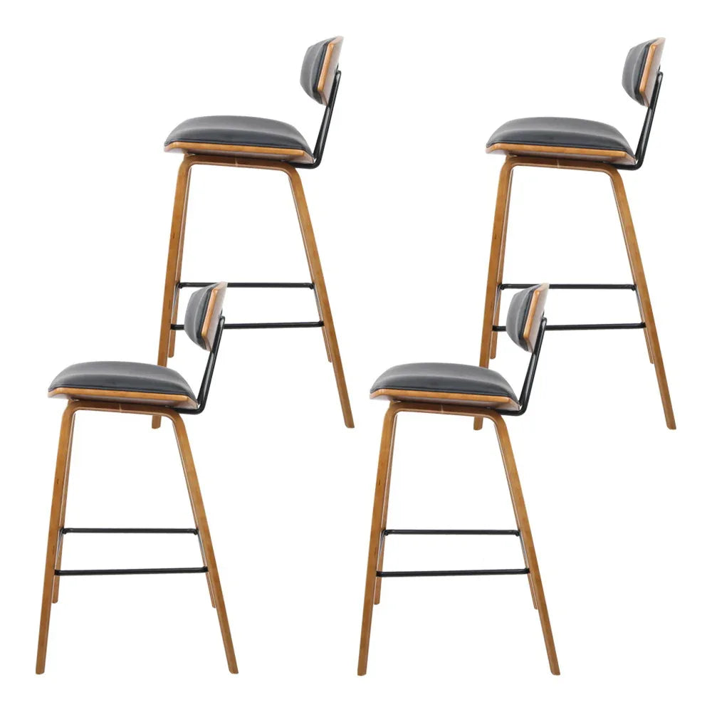 Artiss 4x Bar Stools Leather Padded w/Backrest - Mekamart Australia