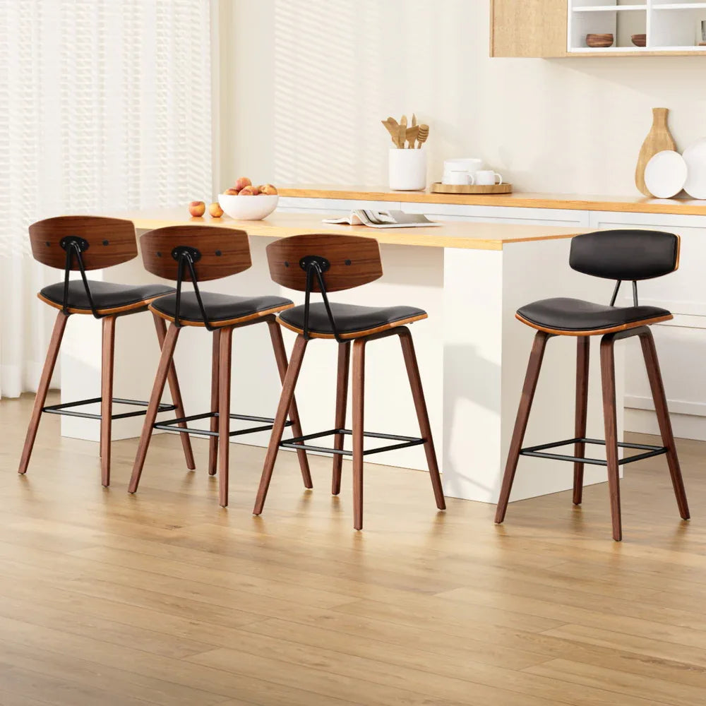 Artiss 4x Bar Stools Leather Padded w/Backrest - Mekamart Australia