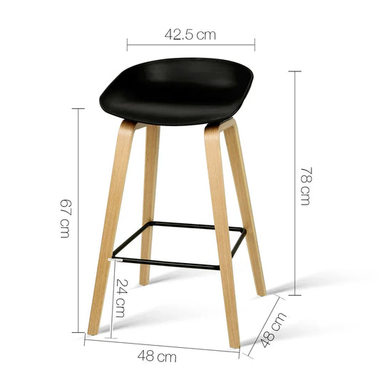 4x Artiss Bar Stools Kitchen Counter Stool Dining Chairs Wooden Black - Mekamart Australia