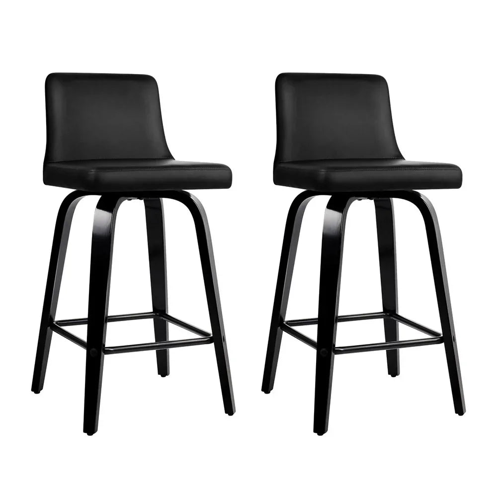 Artiss Bar Stools Kitchen Leather Barstools Swivel Wooden Chairs X2 - Mekamart Australia