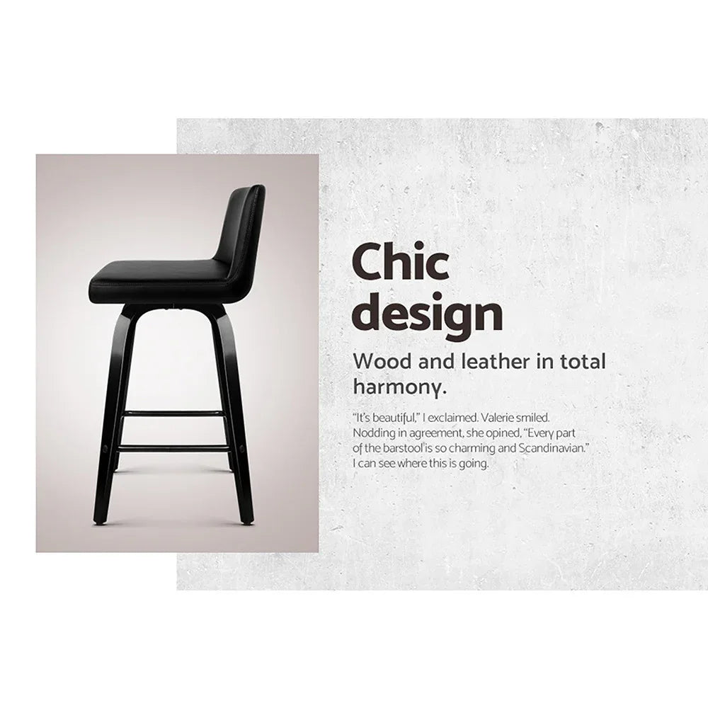 Artiss Bar Stools Kitchen Leather Barstools Swivel Wooden Chairs X2 - Mekamart Australia
