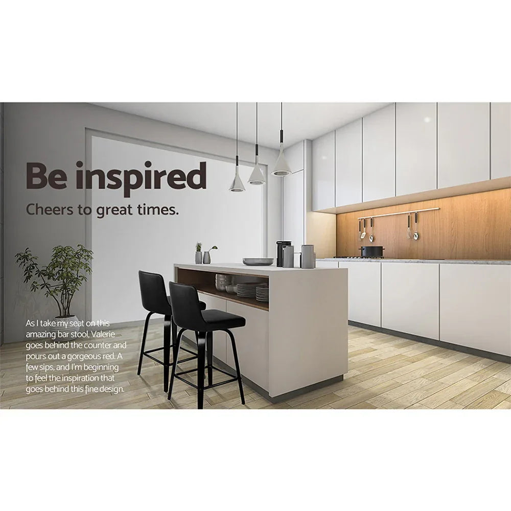 Artiss Bar Stools Kitchen Leather Barstools Swivel Wooden Chairs X2 - Mekamart Australia