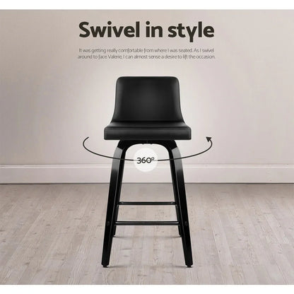 Artiss Bar Stools Kitchen Leather Barstools Swivel Wooden Chairs X4 - Mekamart Australia