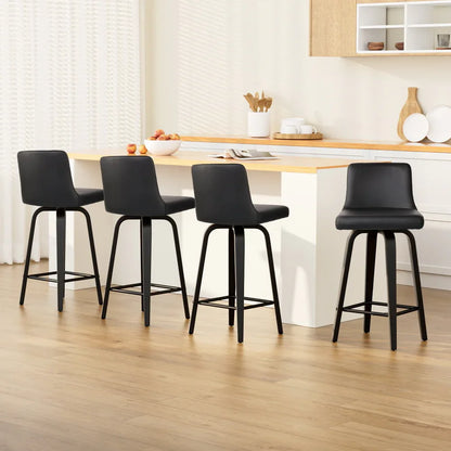 Artiss Bar Stools Kitchen Leather Barstools Swivel Wooden Chairs X4 - Mekamart Australia