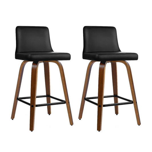 Artiss 2x Bar Stools Swivel Leather Padded Wooden - Mekamart Australia