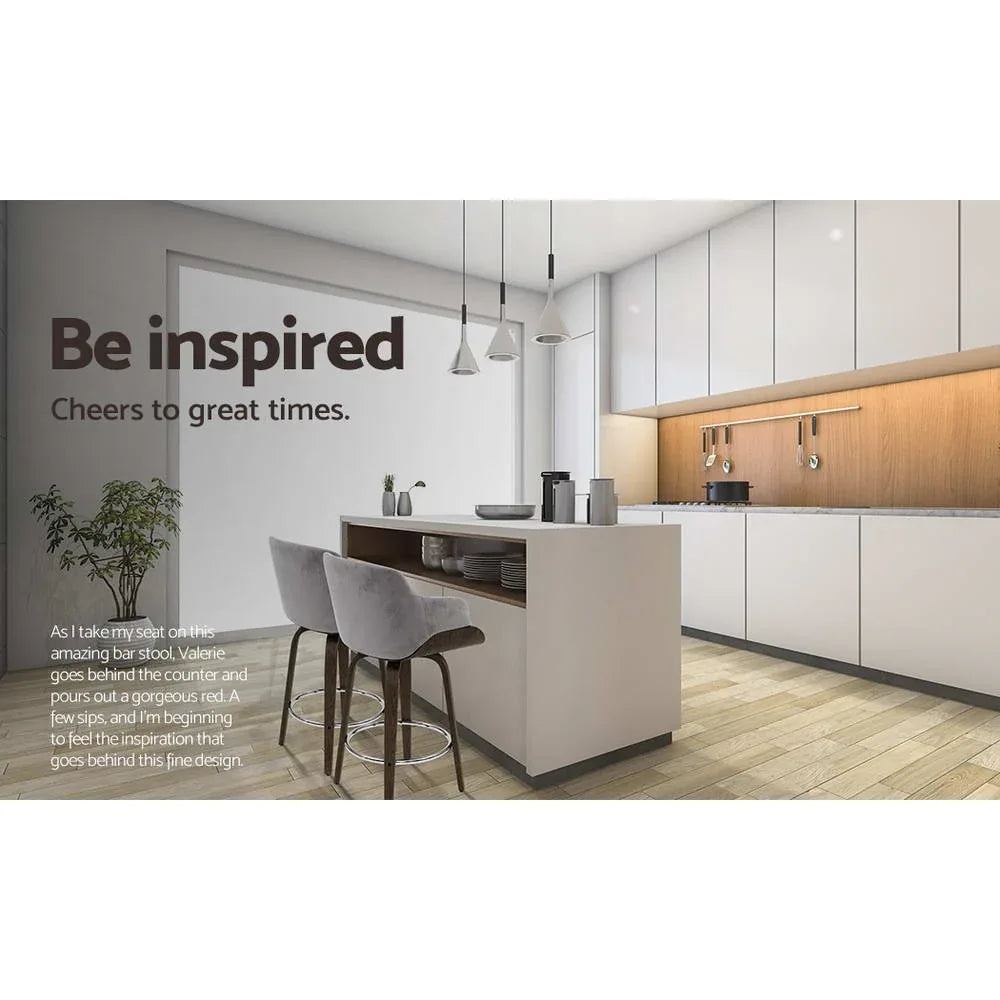 Artiss Bar Stools Swivel Velvet Padded Wooden - Mekamart Australia