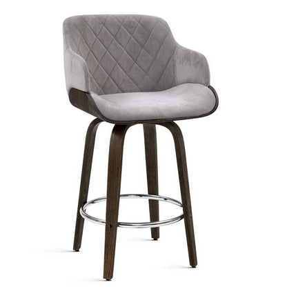 Artiss Bar Stools Swivel Velvet Padded Wooden - Mekamart Australia