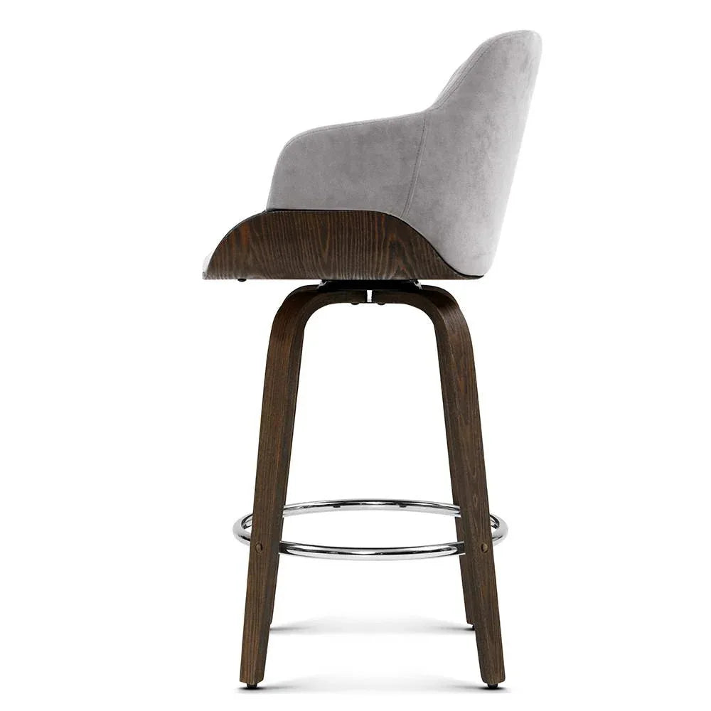Artiss 2x Bar Stools Swivel Velvet Padded Wooden - Mekamart Australia