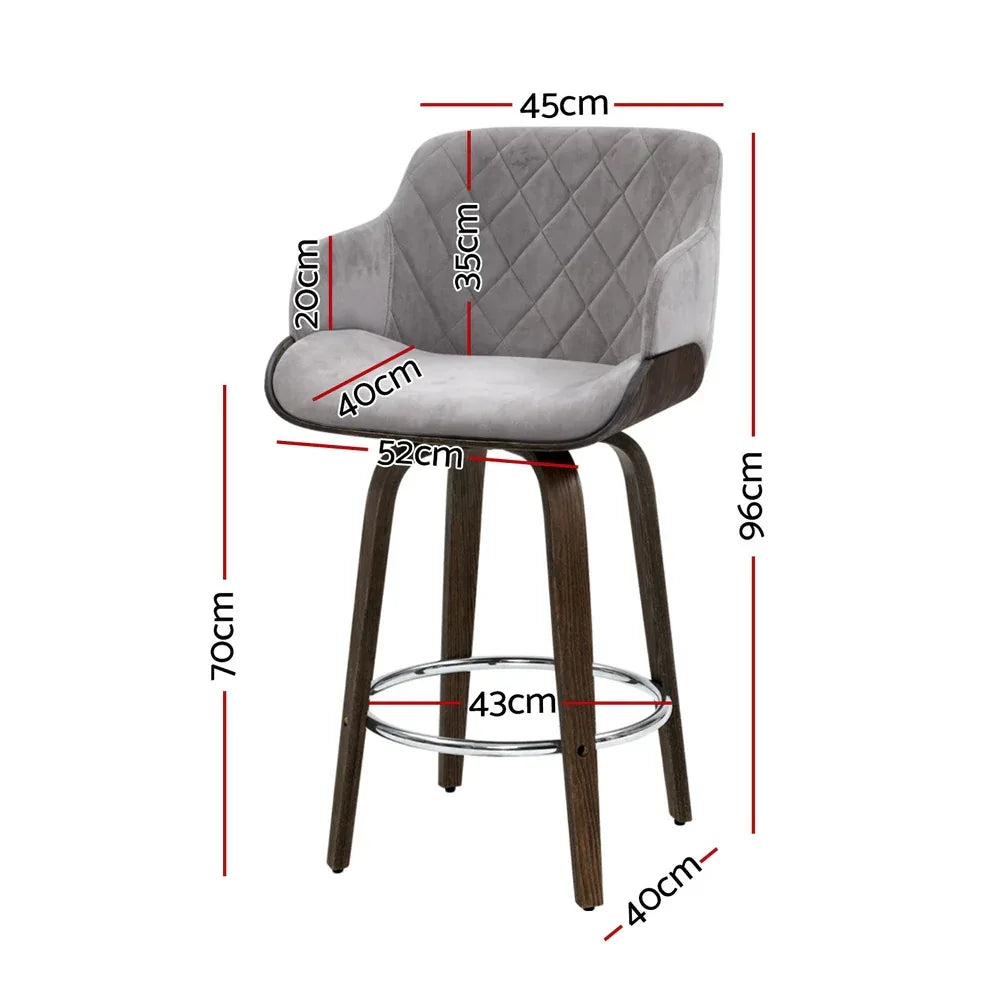 Artiss 4x Bar Stools Swivel Velvet Padded Wooden - Mekamart Australia