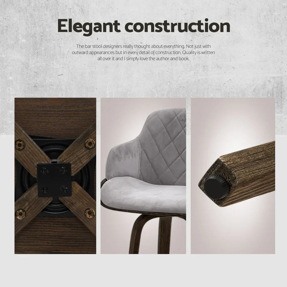 Artiss 4x Bar Stools Swivel Velvet Padded Wooden - Mekamart Australia