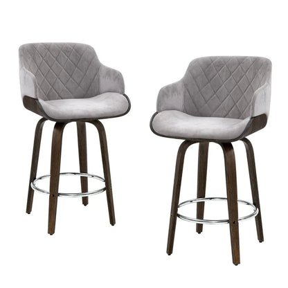 Artiss 4x Bar Stools Swivel Velvet Padded Wooden - Mekamart Australia