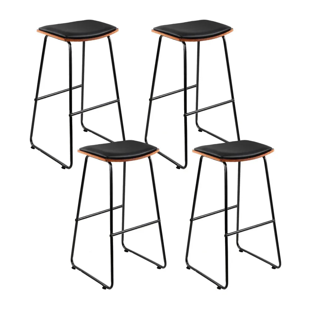 Artiss 4x Bar Stools Leather Padded Metal - Mekamart Australia