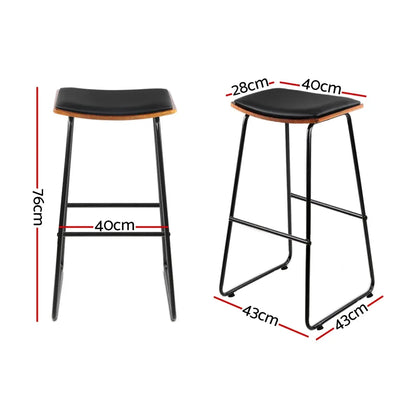 Artiss 4x Bar Stools Leather Padded Metal - Mekamart Australia