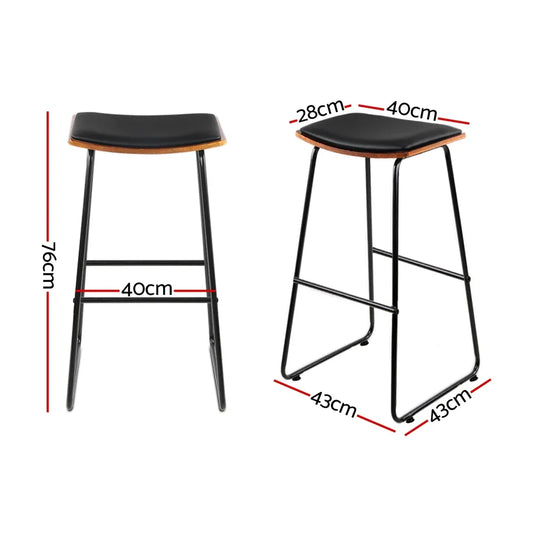 Artiss 4x Bar Stools Leather Padded Metal - Mekamart Australia