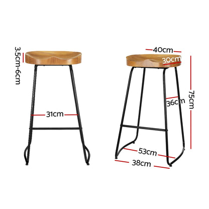 Artiss 2x Bar Stools Tractor Seat 75cm Wooden - Mekamart Australia