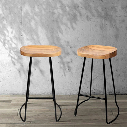 Artiss 2x Bar Stools Tractor Seat 75cm Wooden - Mekamart Australia