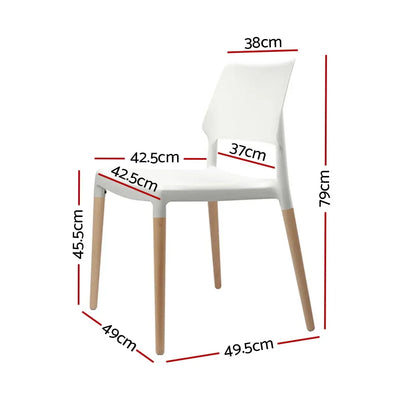 Artiss Dining Chairs Set of 4 Plastic Wooden Stackable White - Mekamart Australia