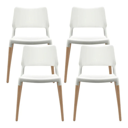 Artiss Dining Chairs Set of 4 Plastic Wooden Stackable White - Mekamart Australia