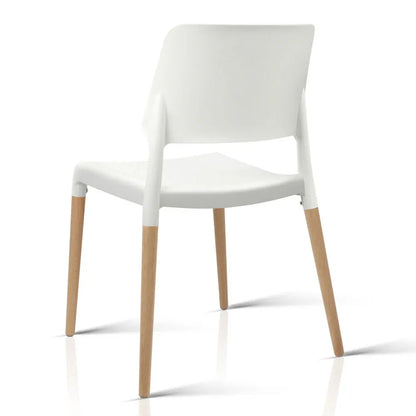 Artiss Dining Chairs Set of 4 Plastic Wooden Stackable White - Mekamart Australia