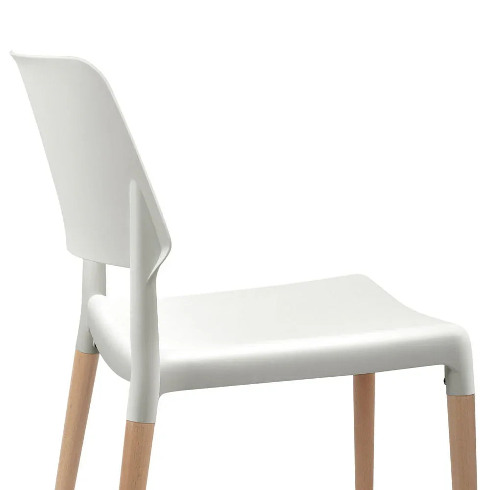 Artiss Dining Chairs Set of 4 Plastic Wooden Stackable White - Mekamart Australia