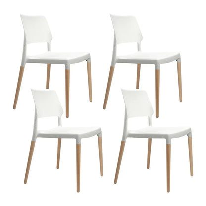 Artiss Dining Chairs Set of 4 Plastic Wooden Stackable White - Mekamart Australia