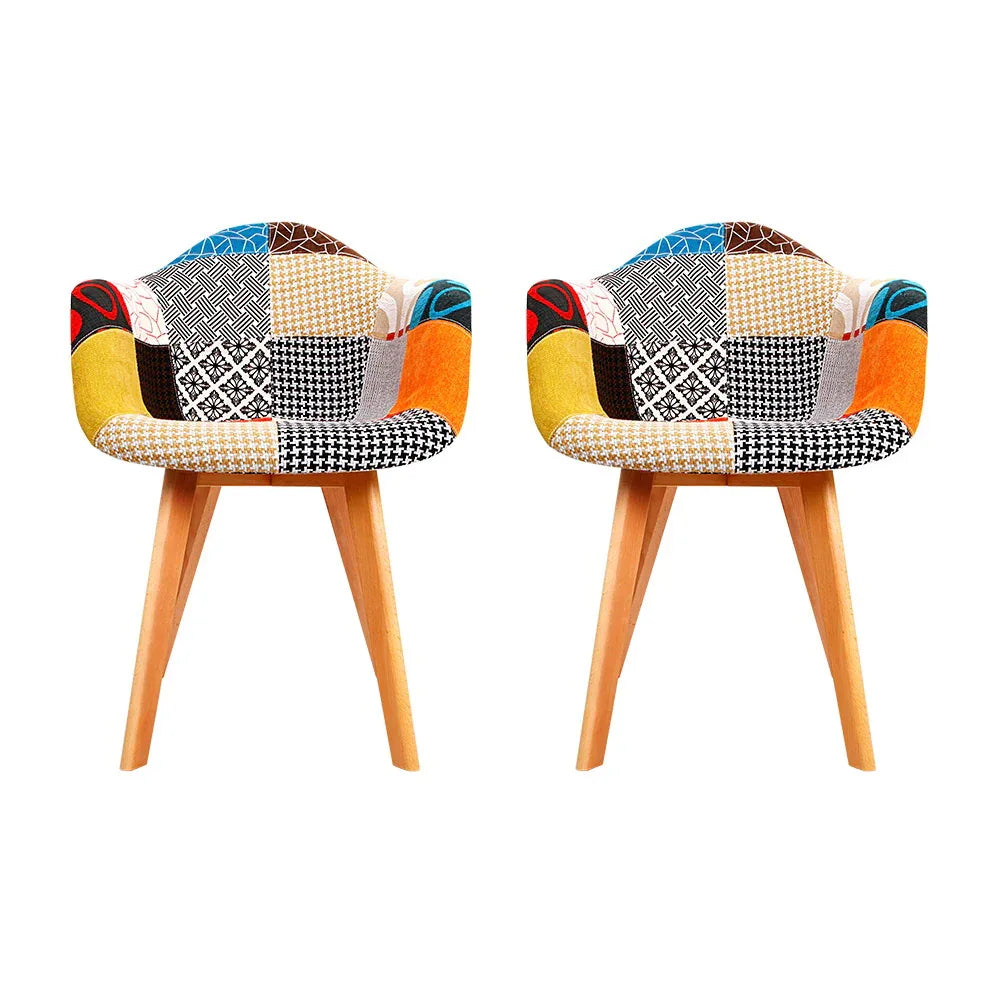 Artiss Dining Chairs Set of 2 Fabric Retro Replica DSW