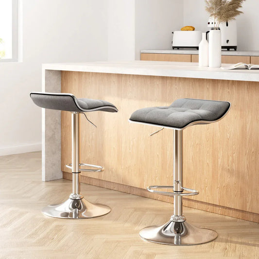 Artiss 2x Bar Stools Linen Padded Gas Lift - Mekamart Australia