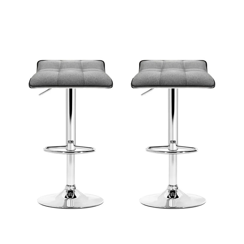 Artiss 2x Bar Stools Linen Padded Gas Lift - Mekamart Australia