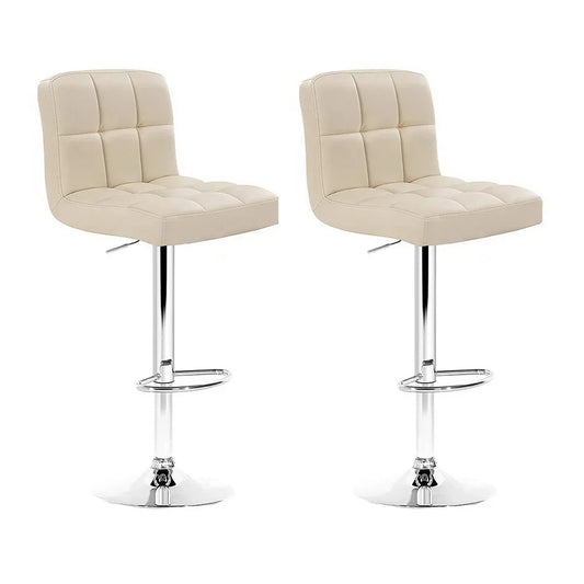 Artiss 2x Bar Stools Leather Gas Lift Beige - Mekamart Australia