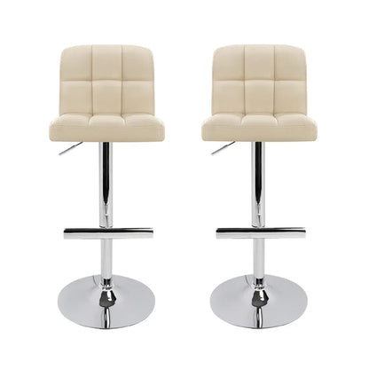 Artiss 2x Bar Stools Leather Gas Lift Beige - Mekamart Australia