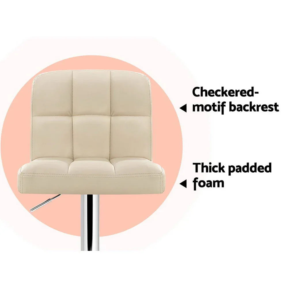 Artiss 2x Bar Stools Leather Gas Lift Beige - Mekamart Australia