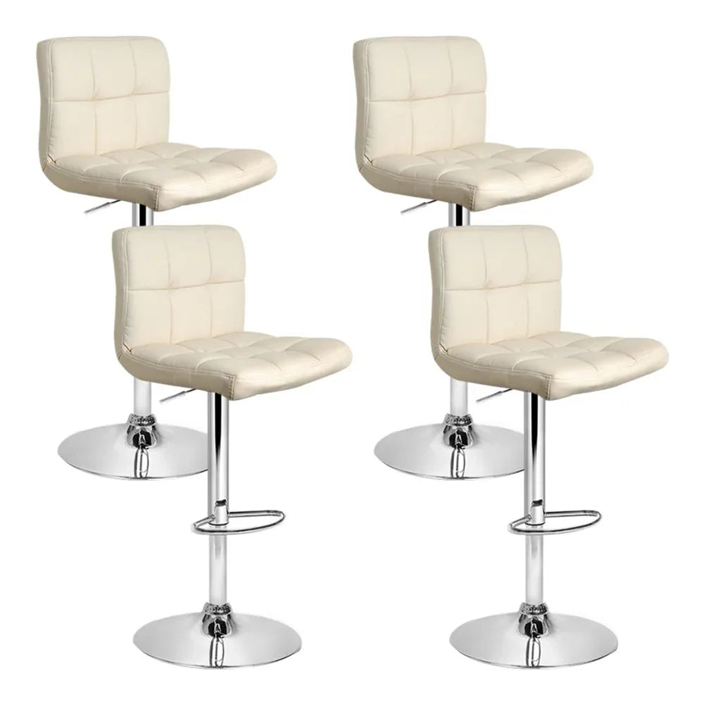Artiss 4x Bar Stools Leather Gas Lift Beige - Mekamart Australia