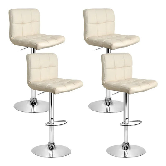 Artiss 4x Bar Stools Leather Gas Lift Beige - Mekamart Australia