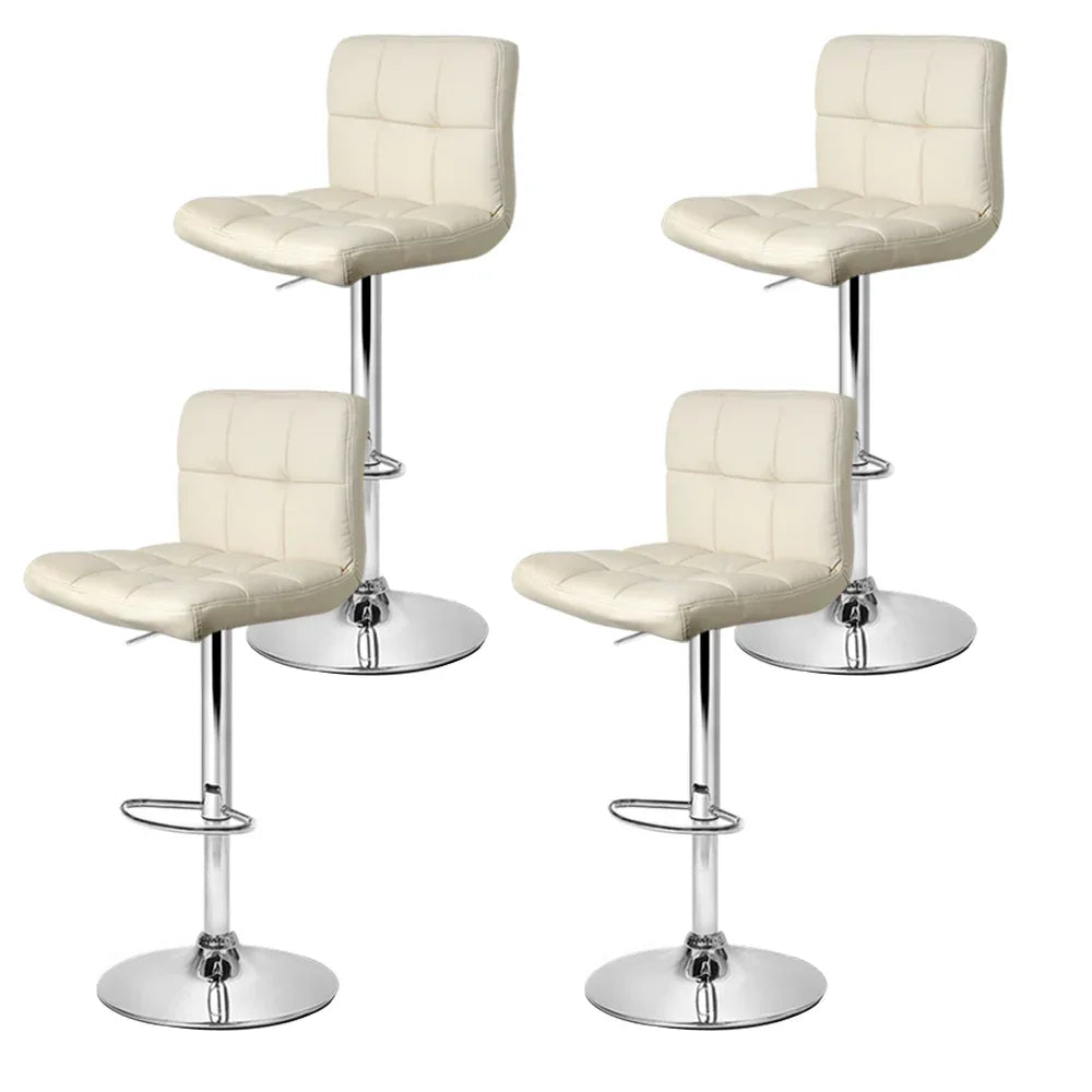Artiss 4x Bar Stools Leather Gas Lift Beige - Mekamart Australia