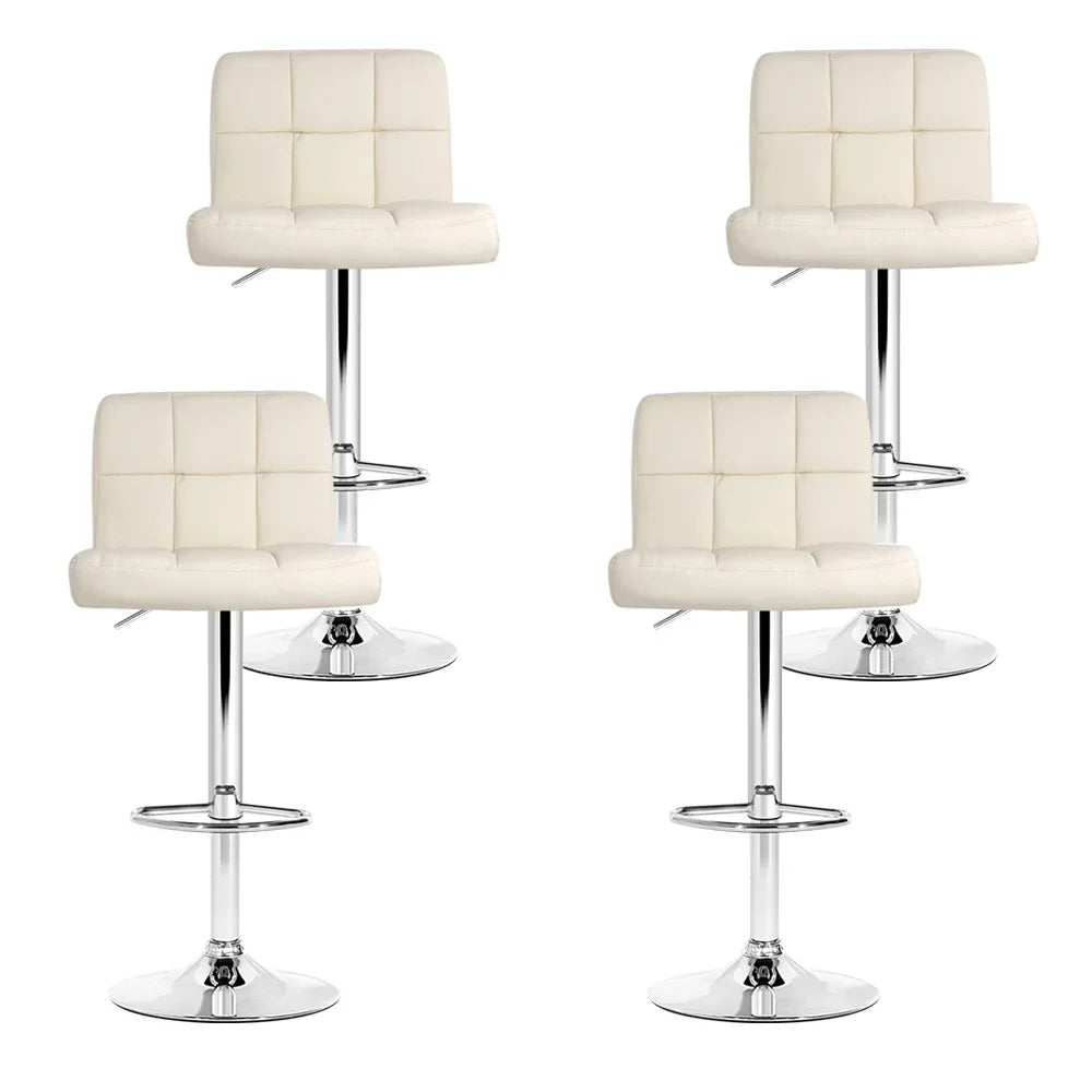Artiss 4x Bar Stools Leather Gas Lift Beige - Mekamart Australia