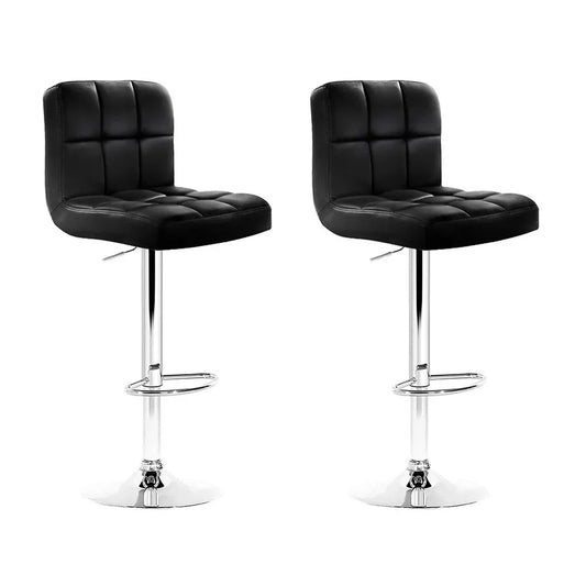 Artiss 2x Bar Stools Leather Gas Lift Black - Mekamart Australia
