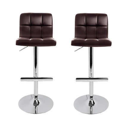 Artiss 2x Bar Stools Leather Gas Lift Brown - Mekamart Australia
