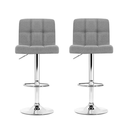 Artiss 2x Bar Stools Kitchen Dining Chairs Counter Stool Gas Lift Fabric Grey - Mekamart Australia