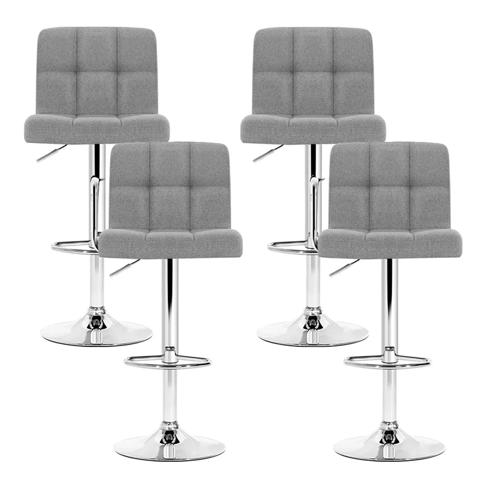 Artiss 4x Bar Stools Fabric Gas Lift Grey - Mekamart Australia