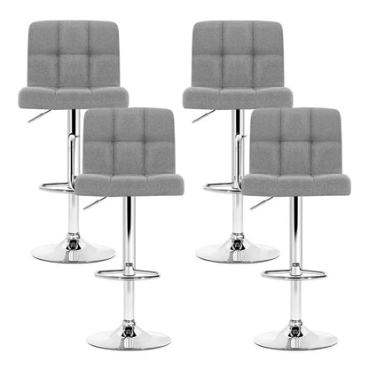 Artiss 4x Bar Stools Fabric Gas Lift Grey - Mekamart Australia
