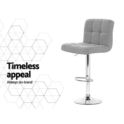 Artiss 4x Bar Stools Fabric Gas Lift Grey - Mekamart Australia