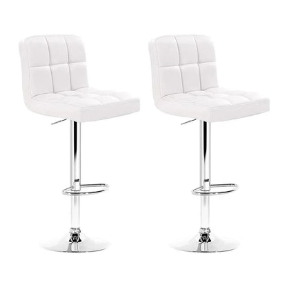 Artiss 2x Bar Stools Leather Gas Lift White - Mekamart Australia