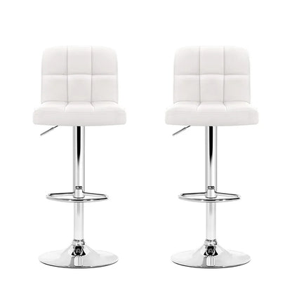 Artiss 2x Bar Stools Leather Gas Lift White - Mekamart Australia